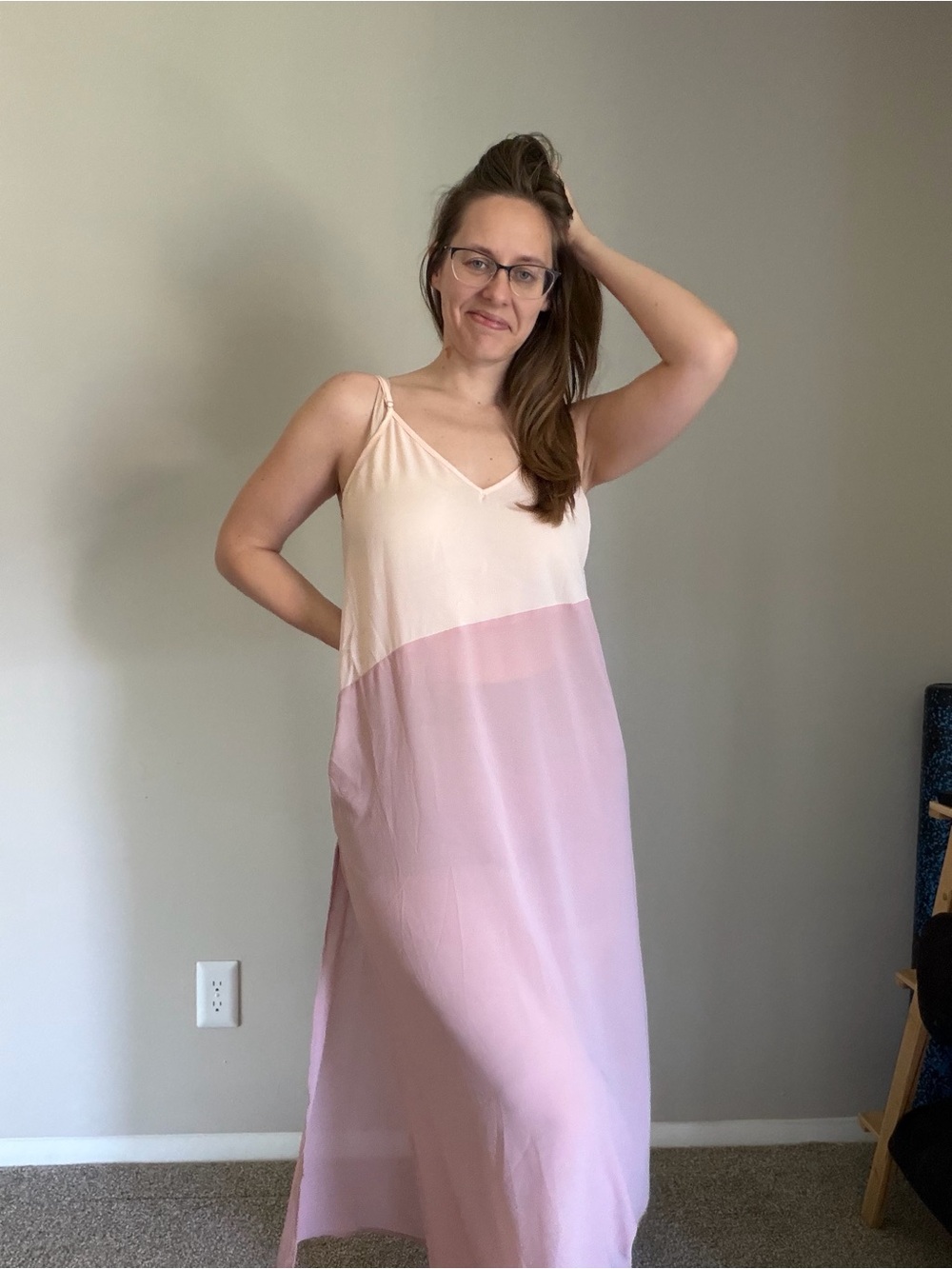 Lulu's Two-Tone Pink and Blush Maxi Dress
